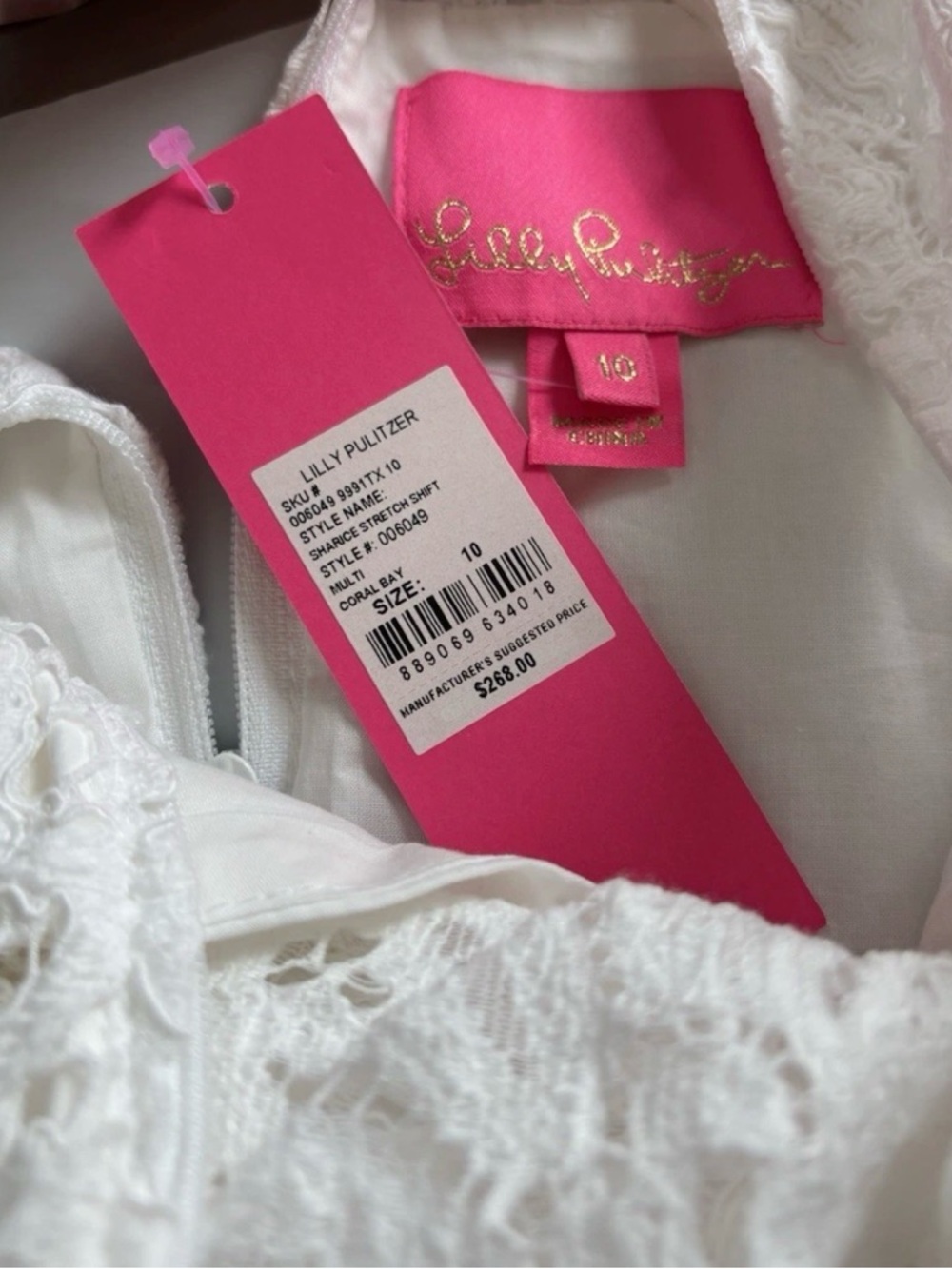 NWT Lilly Pulitzer Sharice Stretch Shift Dress Coral Bay Lace Size 10 - Picture 2 of 4